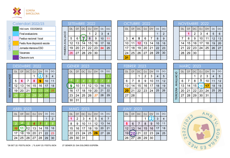 Calendari curs escolar